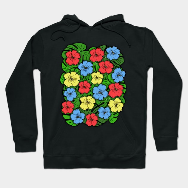 Hibiscus Flowers & Monstera Leaves #2 Hoodie by headrubble